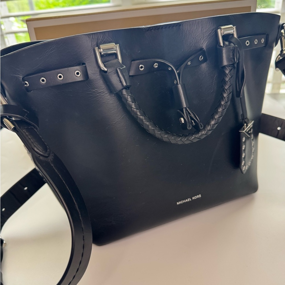 Michael Kors Black Modern Tote with Braided Handles